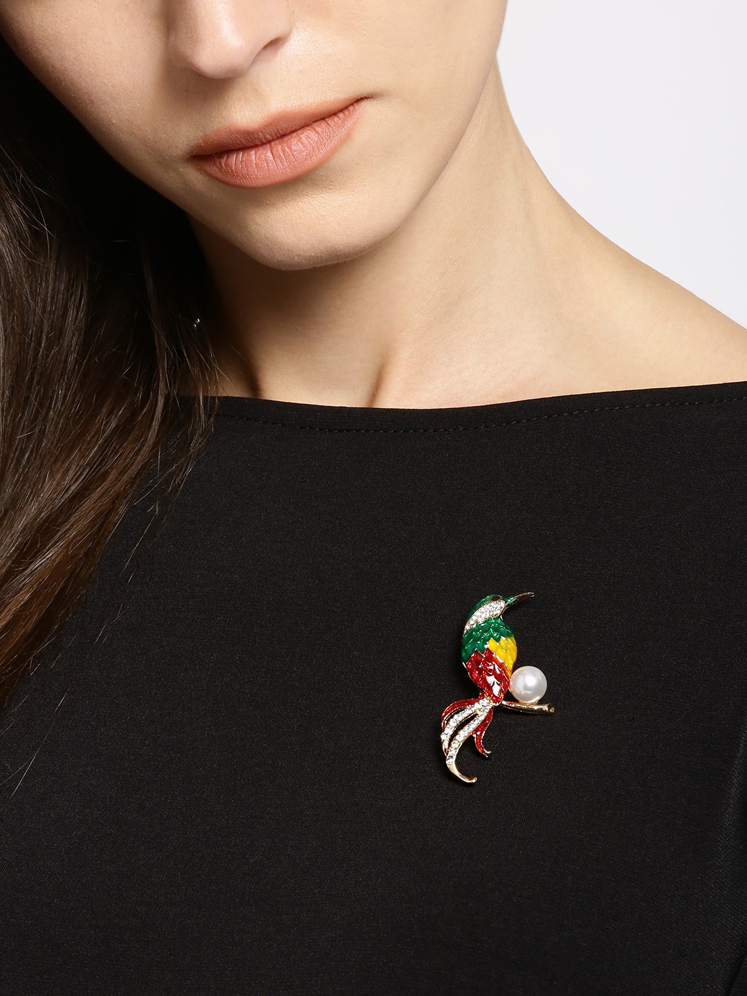 YouBella Jewellery Latest Stylish Crystal Unisex Owl Bird Shape Brooch for Women/Girls/Men (Silver)